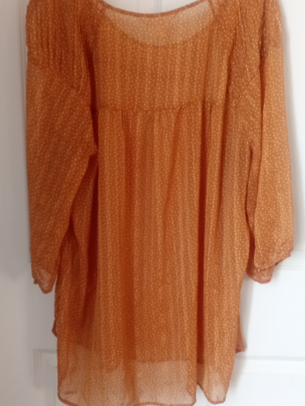 LC Lauren Conrad Rust Polka Dot Sheer Tunic